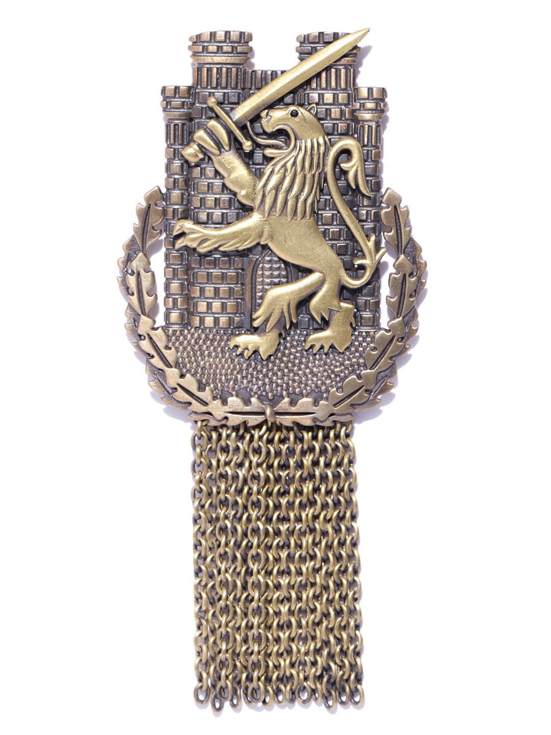 COSA NOSTRAA Men Antique Gold-Toned The Lion Battalion Shaped Brooch