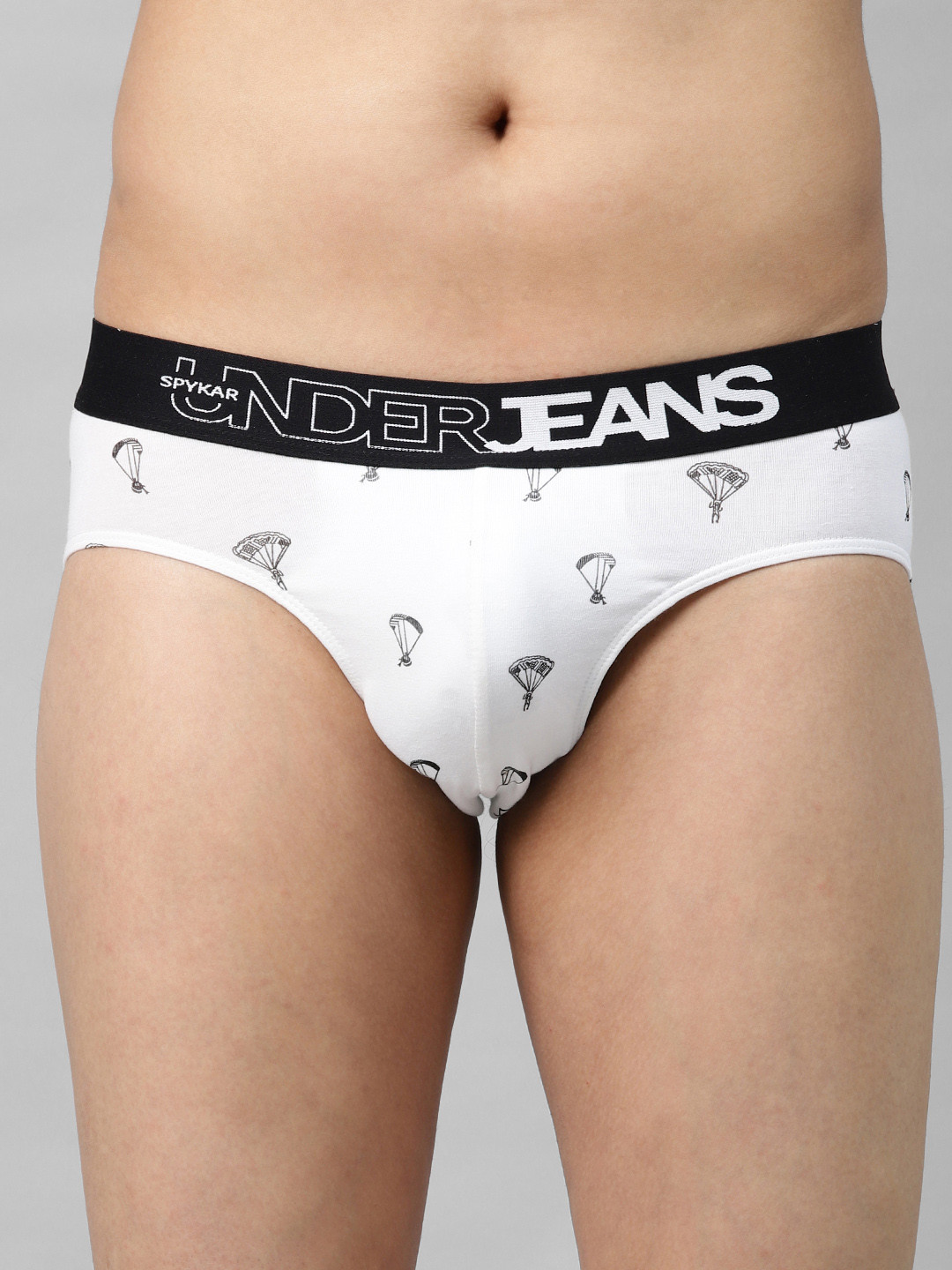 UnderJeans by Spykar Men White & Black Printed Briefs 8907966422902