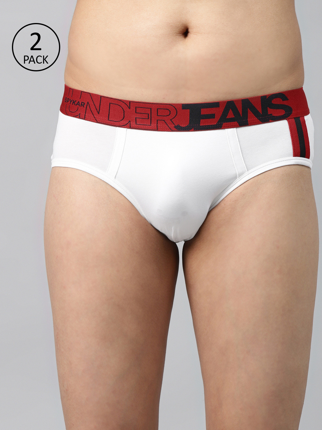 UnderJeans by Spykar Men Pack of 2 White Solid Briefs 8907966428805