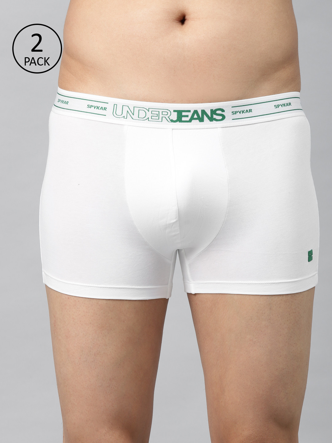 UnderJeans by Spykar Men Pack of 2 White Solid Trunks 8907966432505