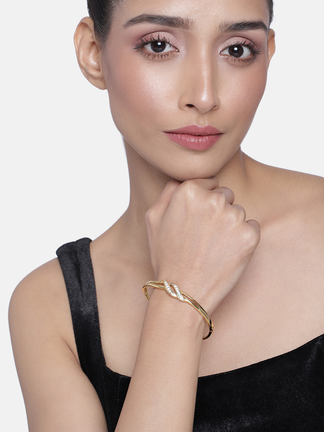 Estele Gold-Plated CZ Bangle-Style Bracelet
