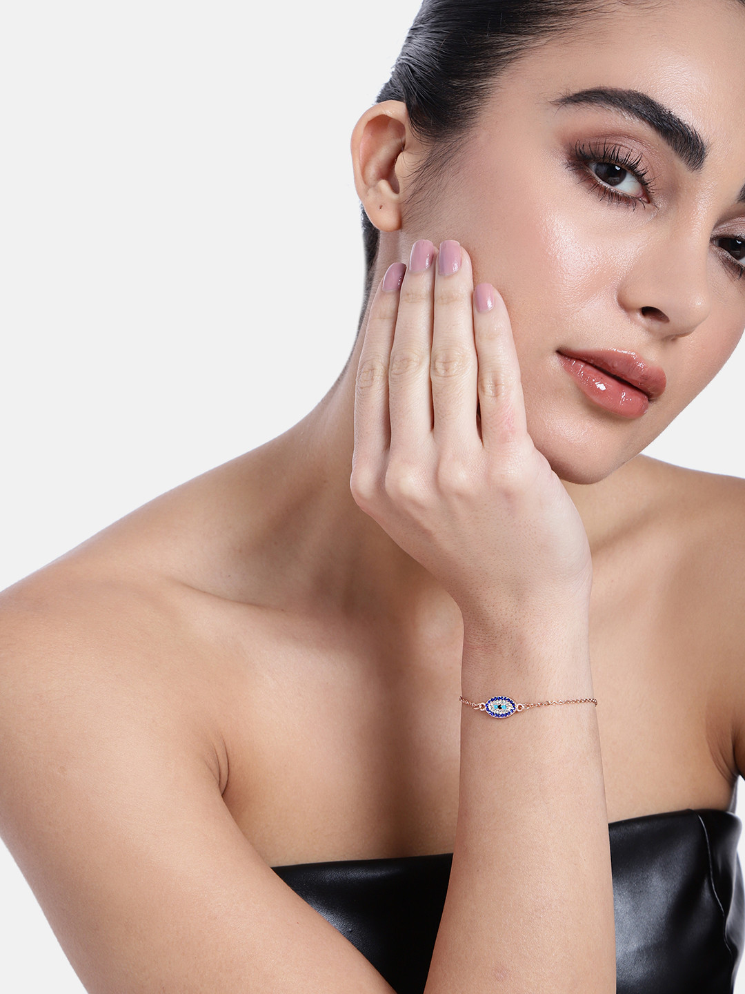 Estele Rose Gold-Plated CZ-Studded Wraparound Bracelet