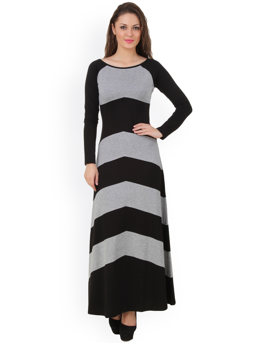 grey striped maxi dress