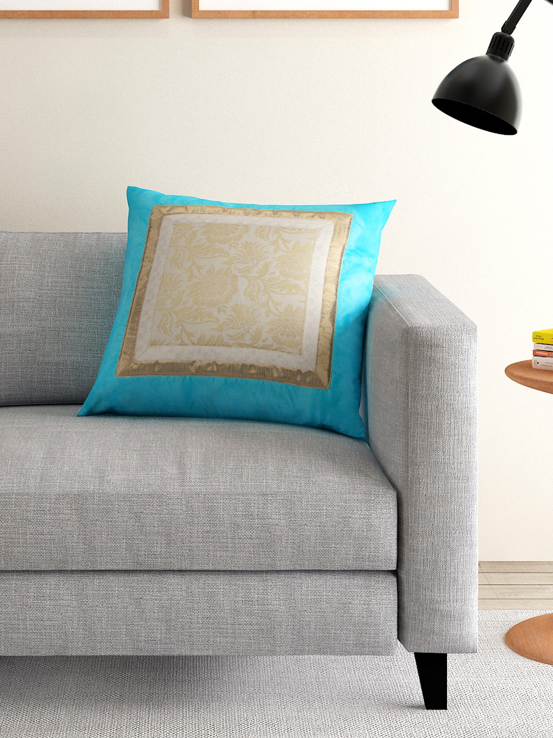 ANS Sea Green Single Jacquard 16'' x 16'' Square Cushion Cover