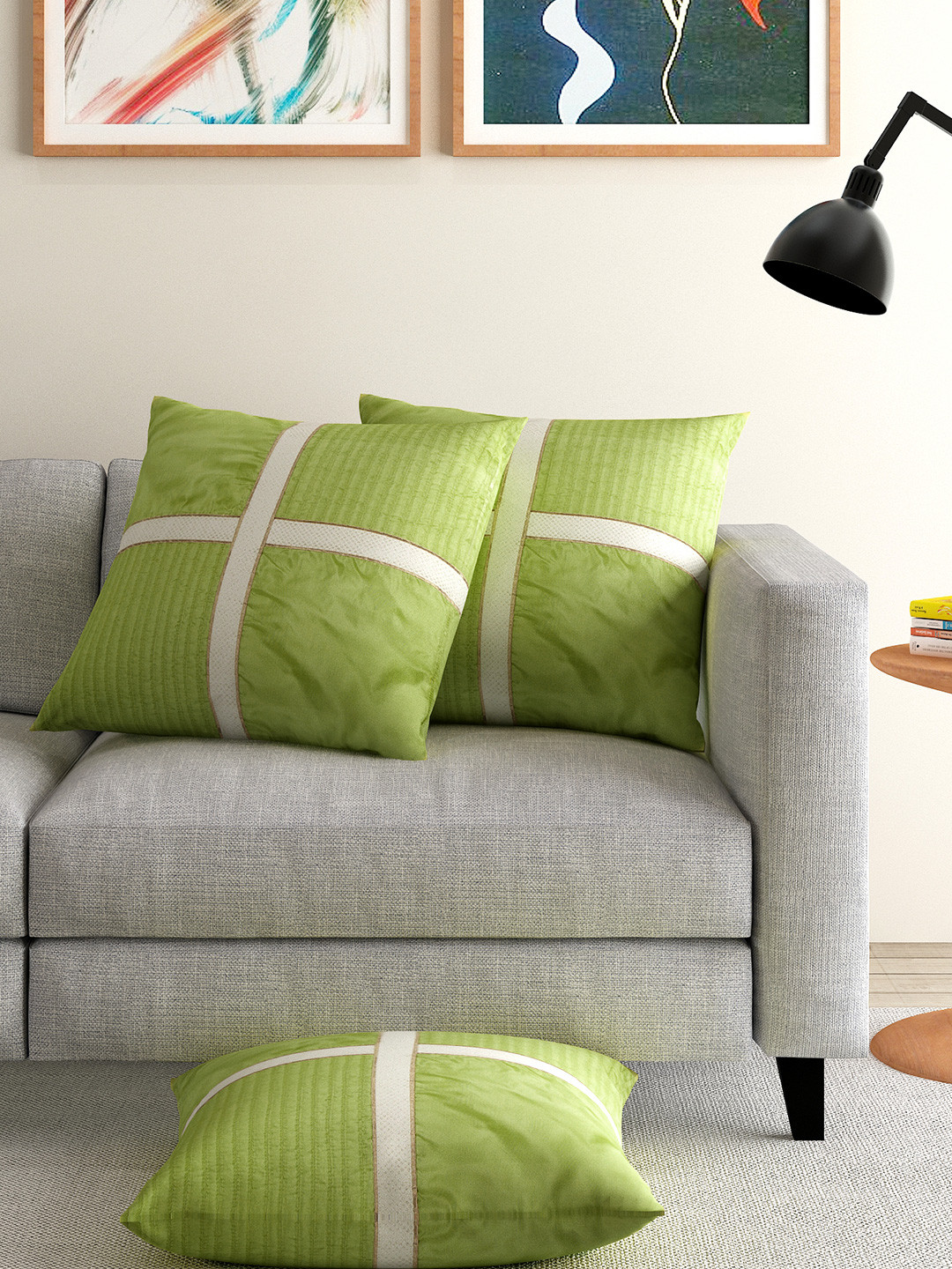 ANS Green Set of 3 16'' x 16'' Square Cushion Covers
