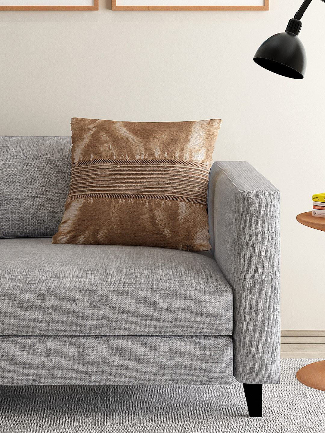 ANS Golden Single Sequinned 16'' x 16'' Square Cushion Cover