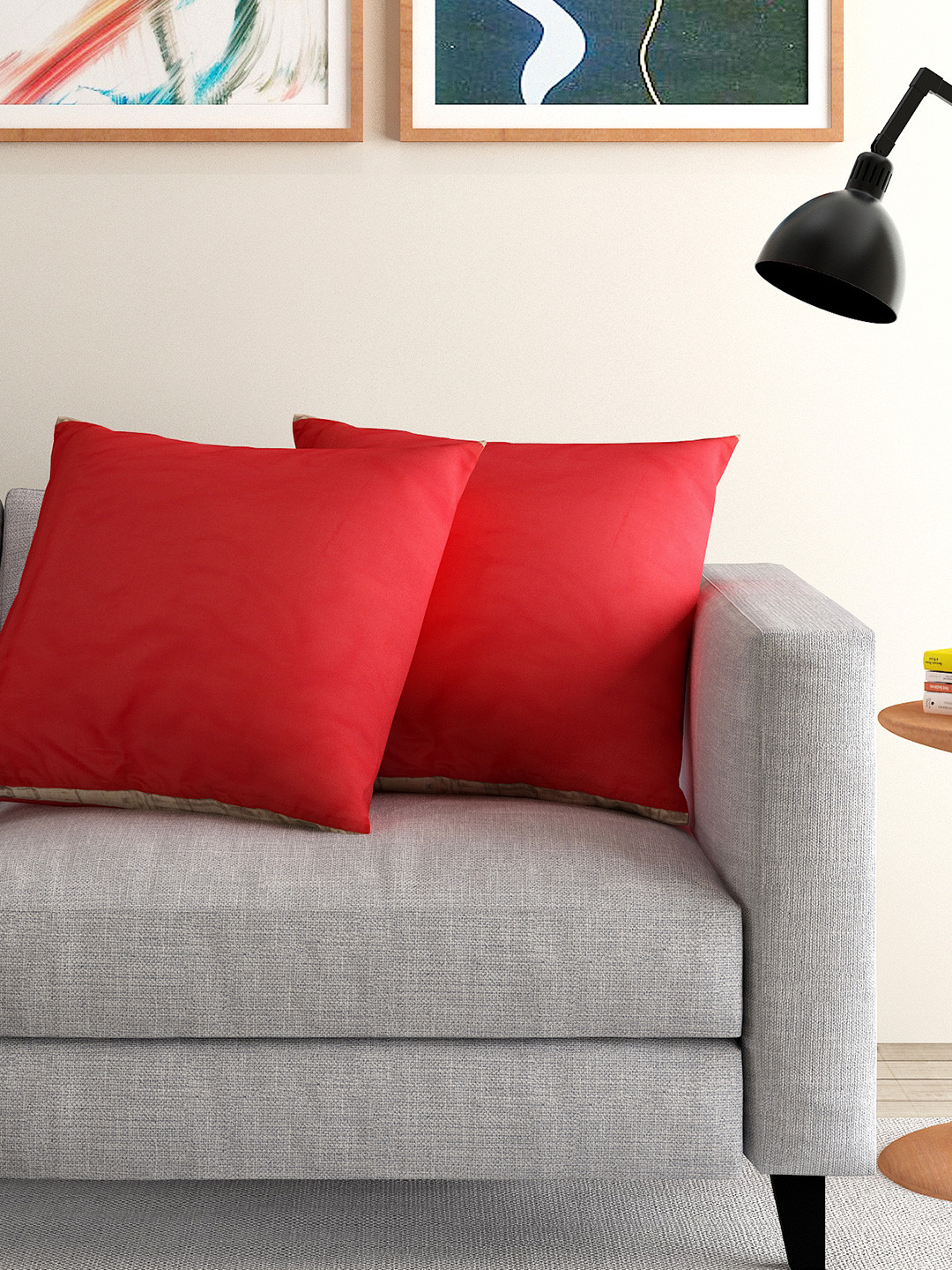 ANS Red Set of 2 16'' x 16'' Square Cushion Covers