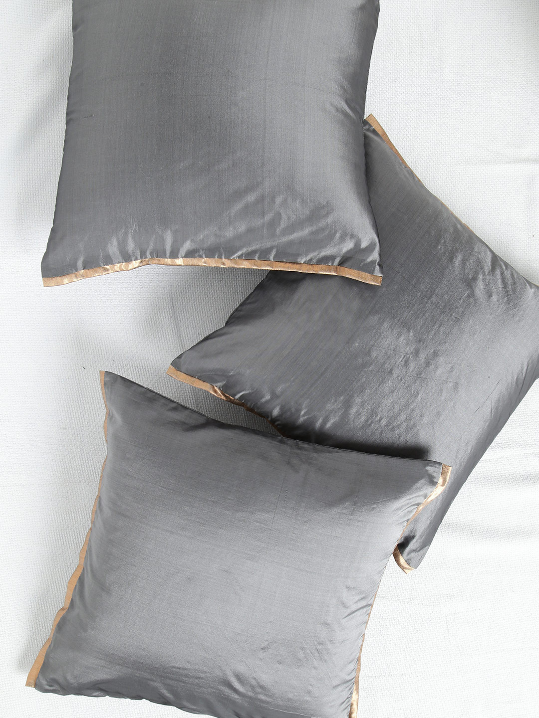 ANS Grey Set of 3 16'' x 16'' Square Cushion Covers