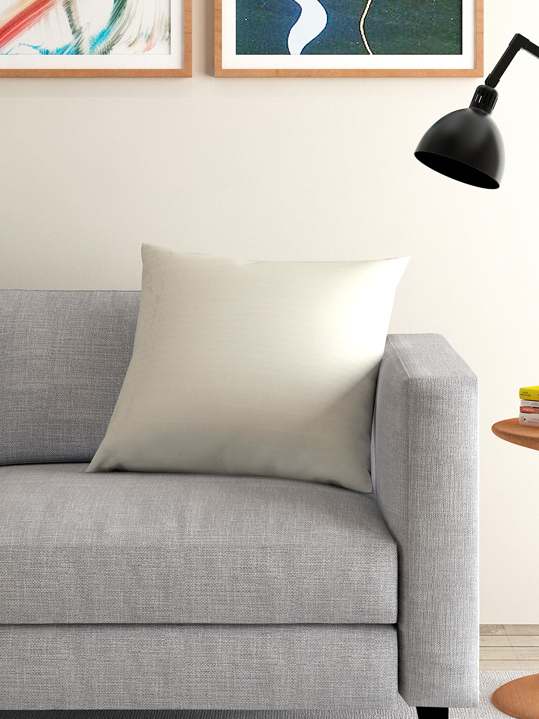 ANS Off-White Single 16'' x 16'' Square Cushion Cover