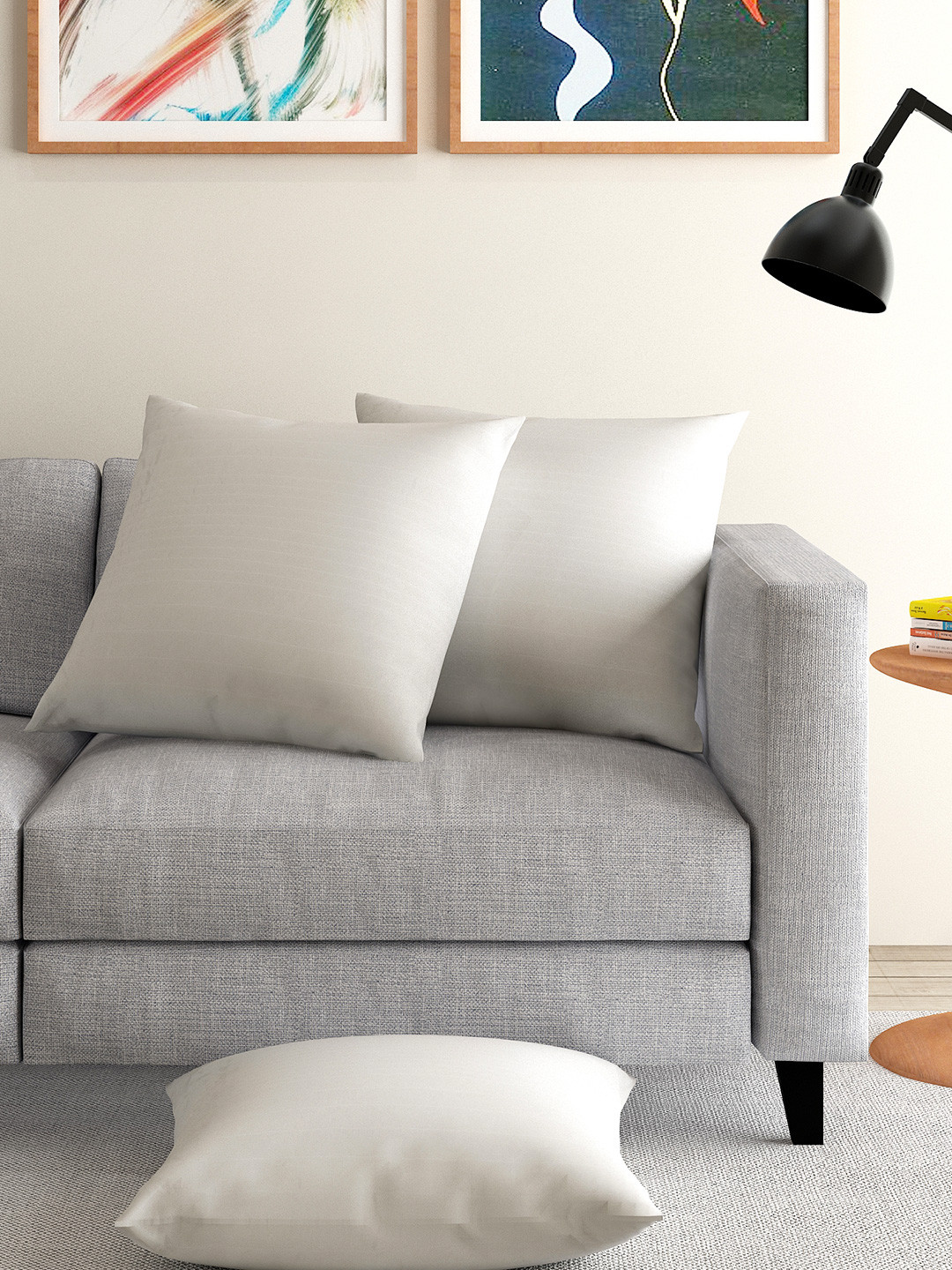 ANS Off-White Set of 3 16'' x 16'' Square Cushion Covers