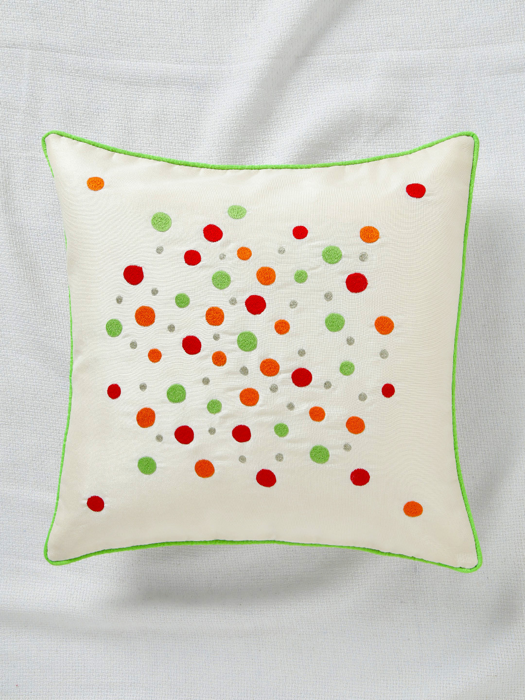 ANS Off-White Single Embroidered 16'' x 16'' Square Cushion Cover