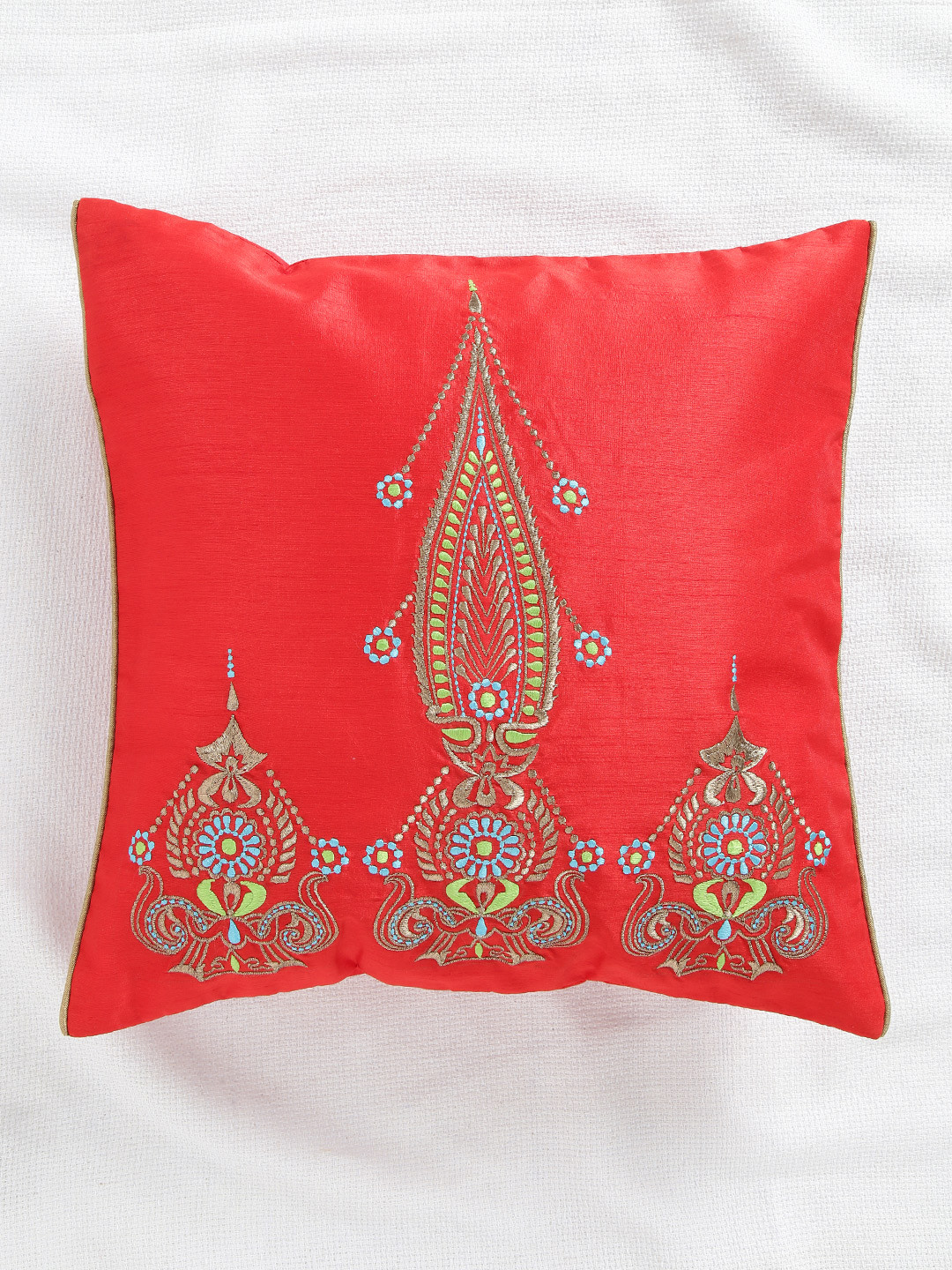ANS Red Single Embroidered 16'' x 16'' Square Cushion Cover
