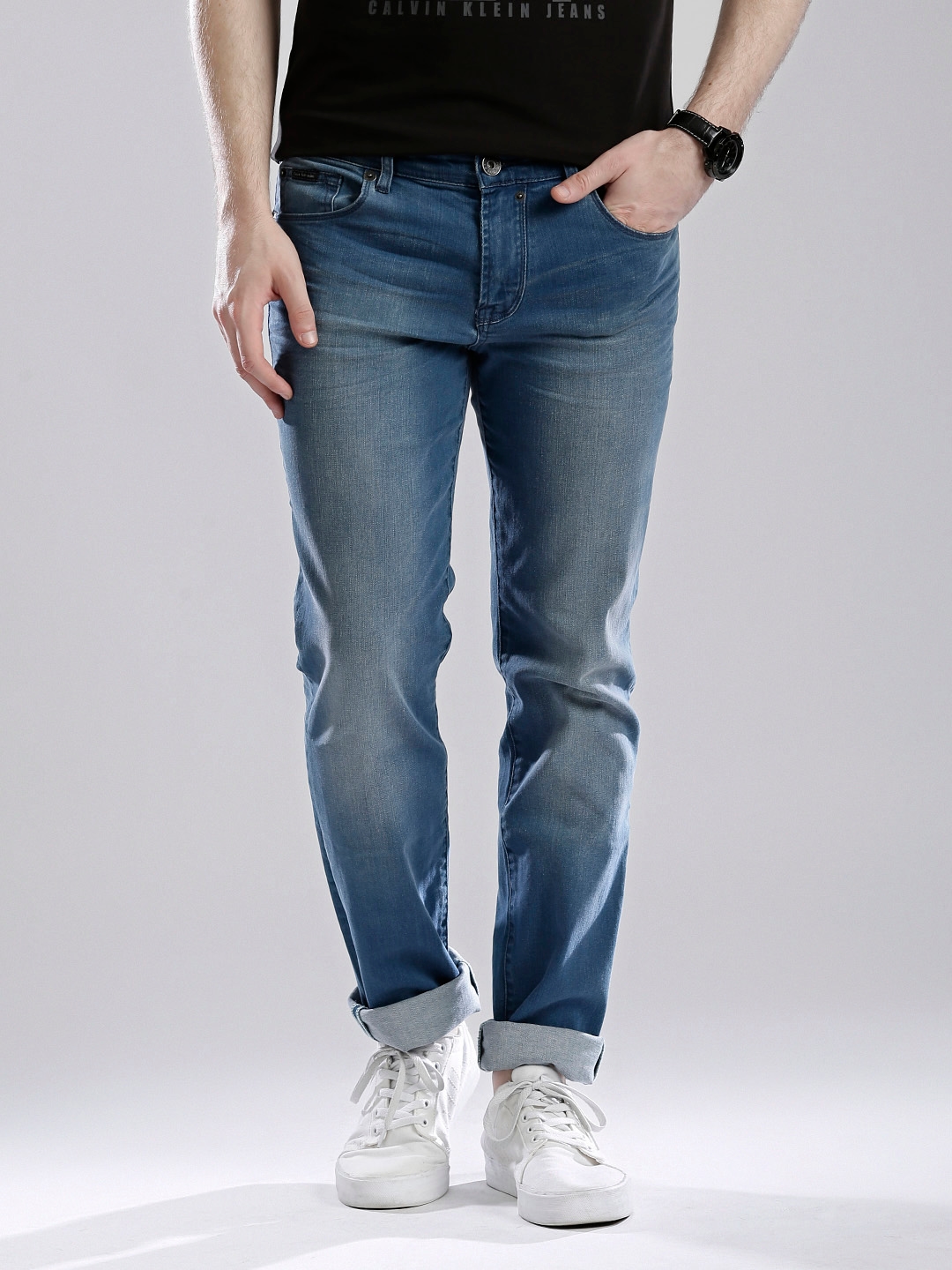 Buy Calvin Klein Jeans Blue Washed Body Fit Jeans - Jeans for Men 1290364 |  Myntra