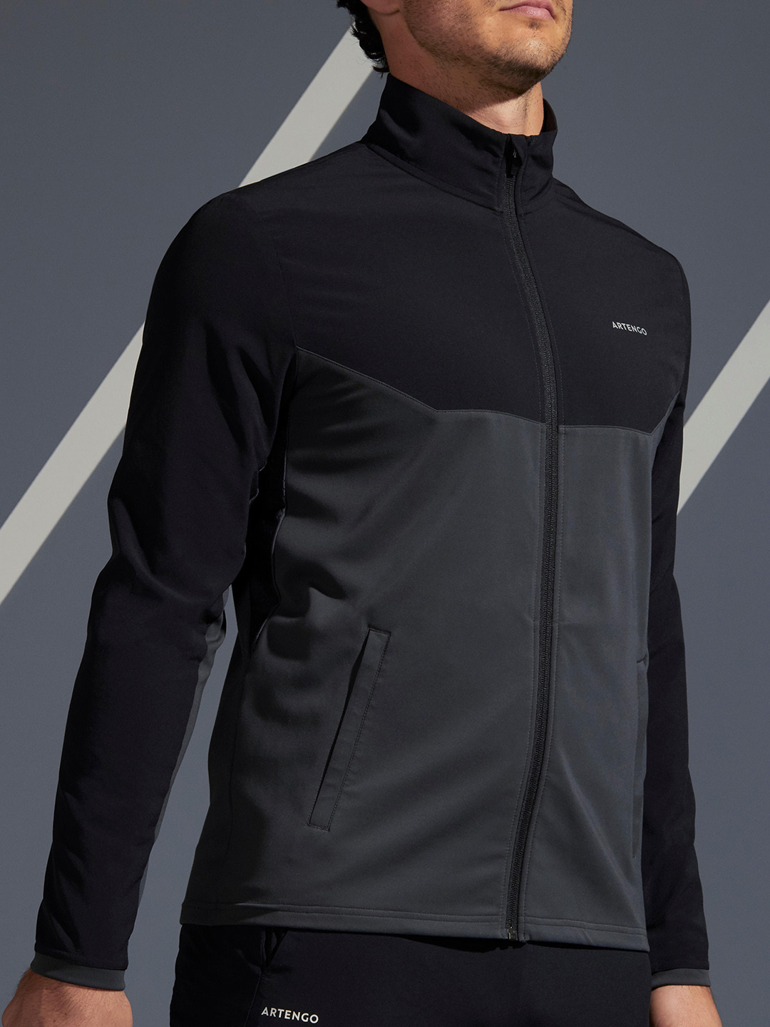 Decathlon ARTENGO - Men Black Grey Lightweight Tennis Jacket
