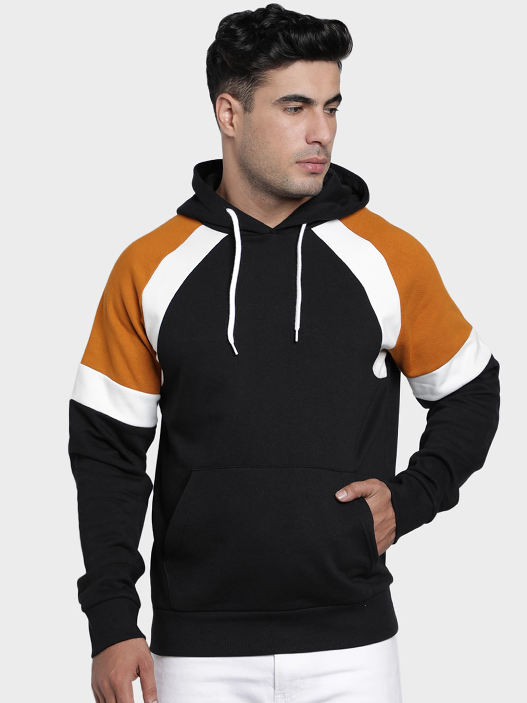 Red Tape Men Black Solid Hooded Sweatshirt