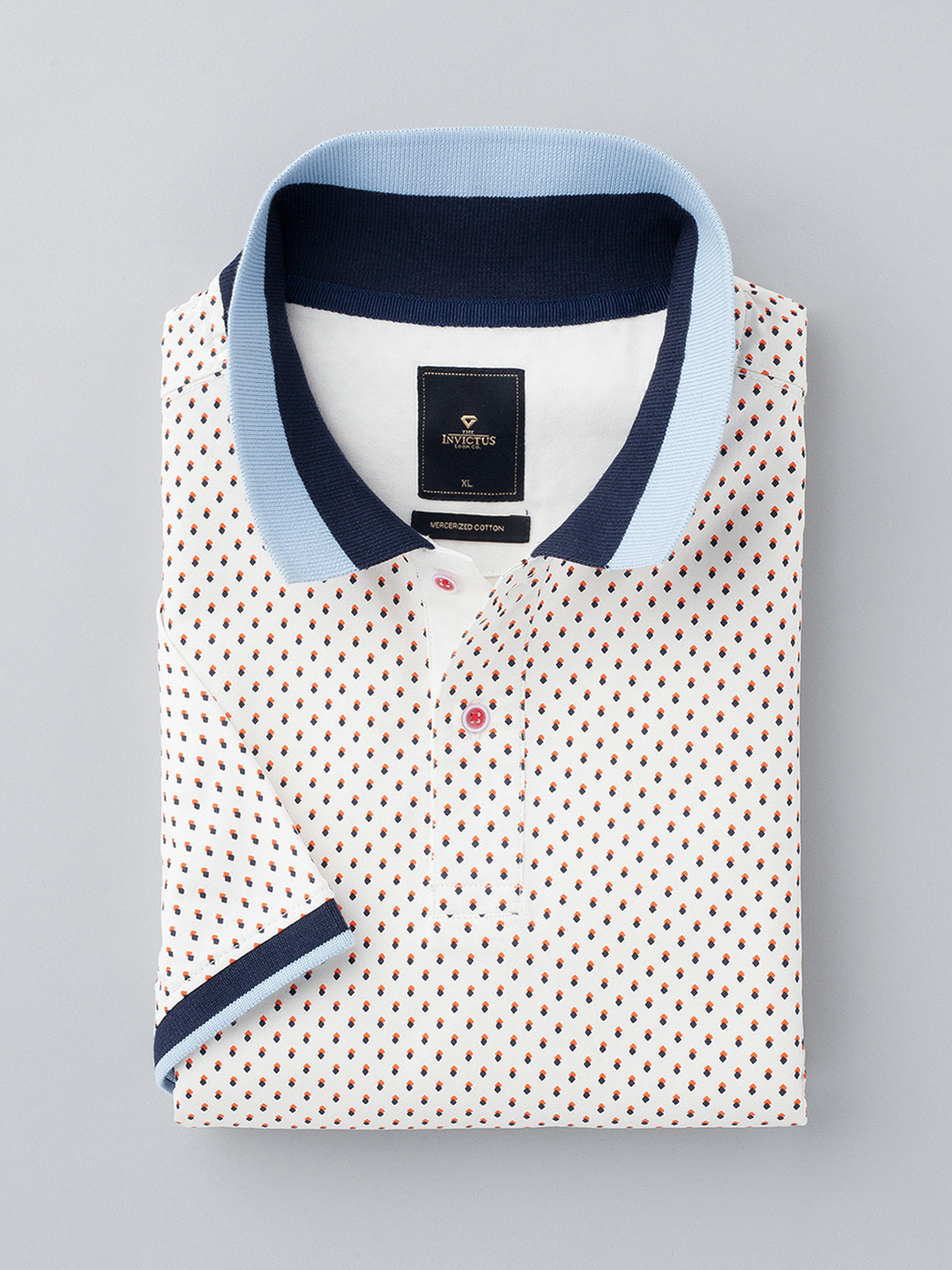 INVICTUS White Printed Polo Pure Cotton T-shirt