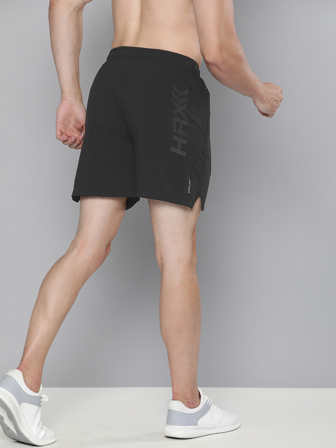 HRX By Hrithik Roshan Men Jet Black Solid Regular Fit Rapid-Dry Antimicrobial Running Shorts