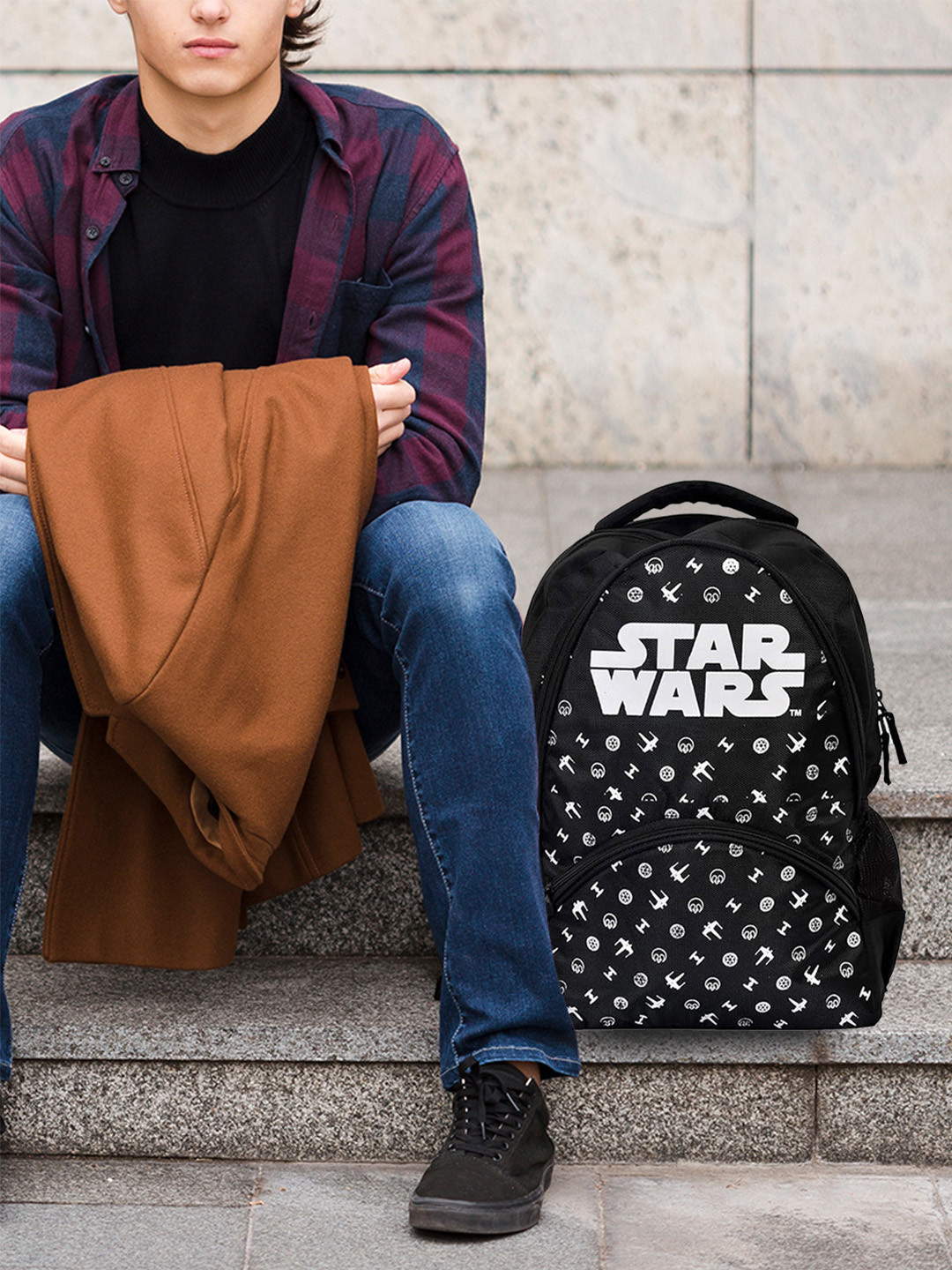Kuber Industries Kids Black Star Wars Backpack