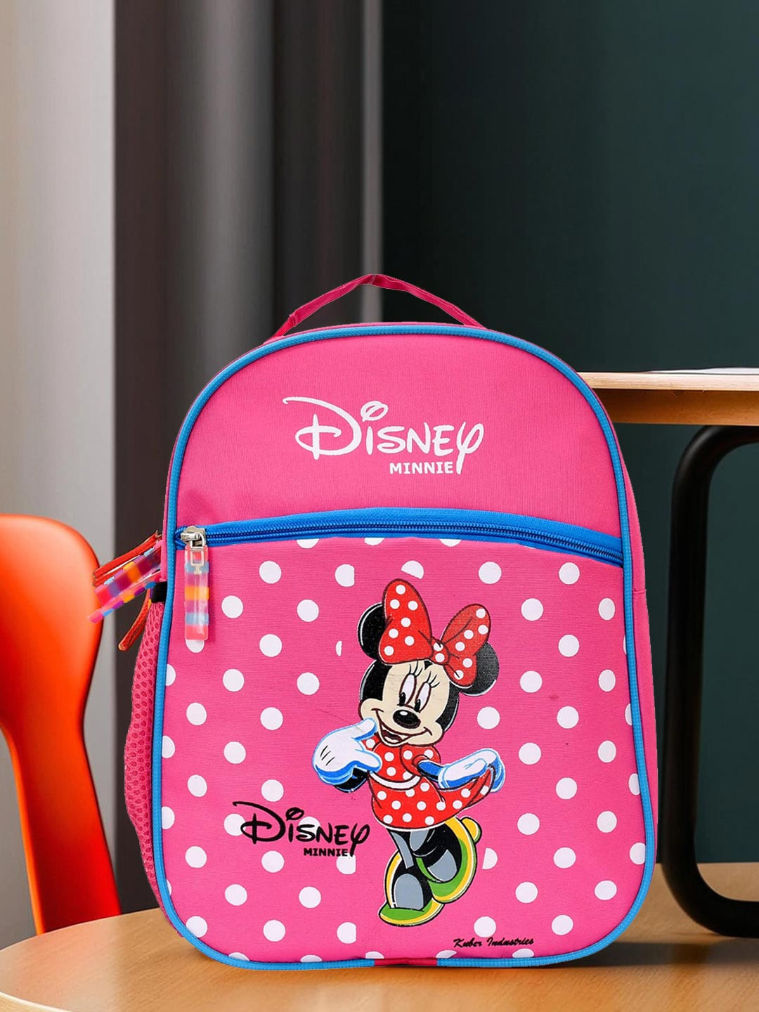 Kuber Industries Disney Kids Pink & White Minnie Mouse Printed Waterproof Backpack