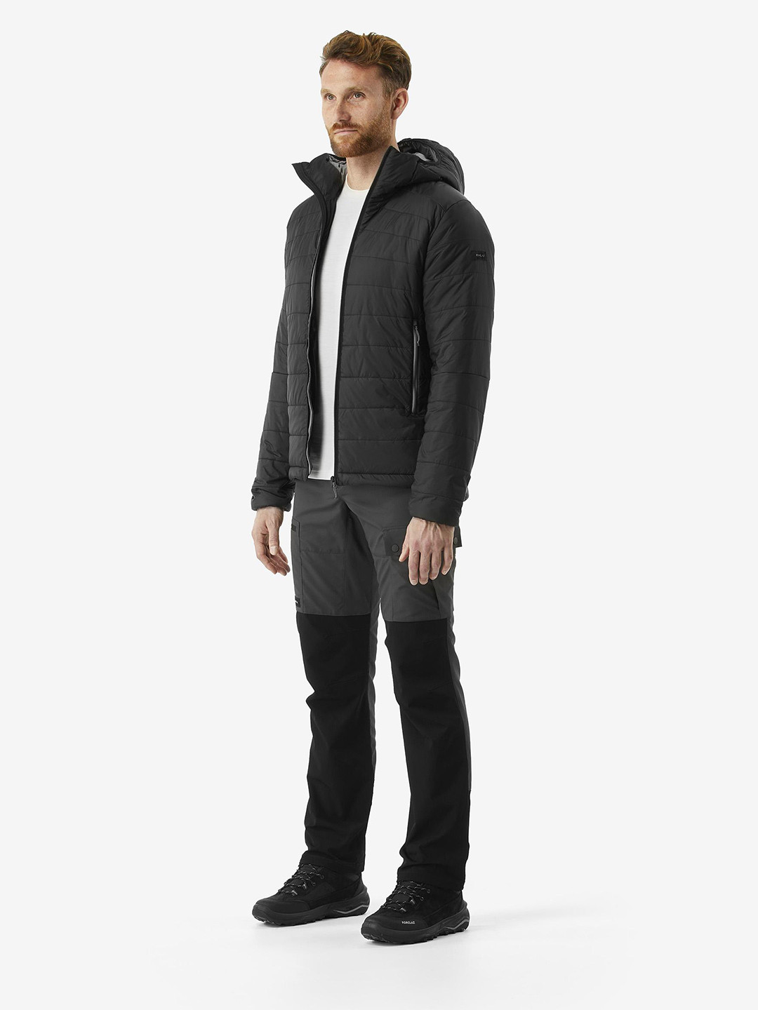 Decathlon Men Solid Black Hooded Synthetic Puffer Jacket (Upto -5 Degrees)