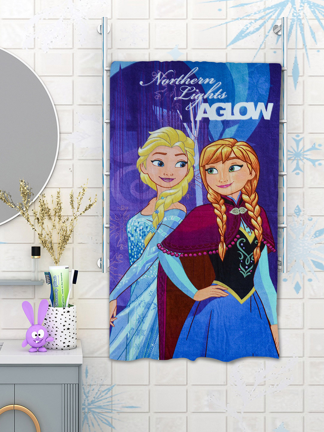 Disney Kids Blue Frozen Print 350 GSM Bath Towel