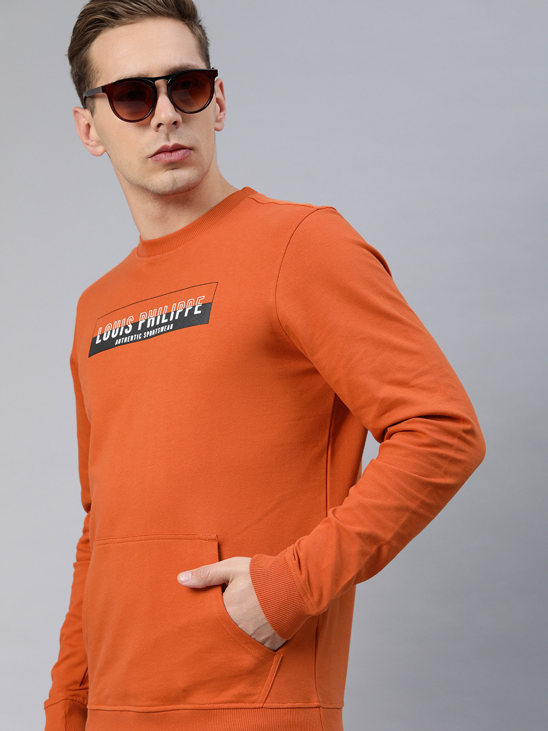 Louis Philippe Sport Men Rust Printed Sweatshirt
