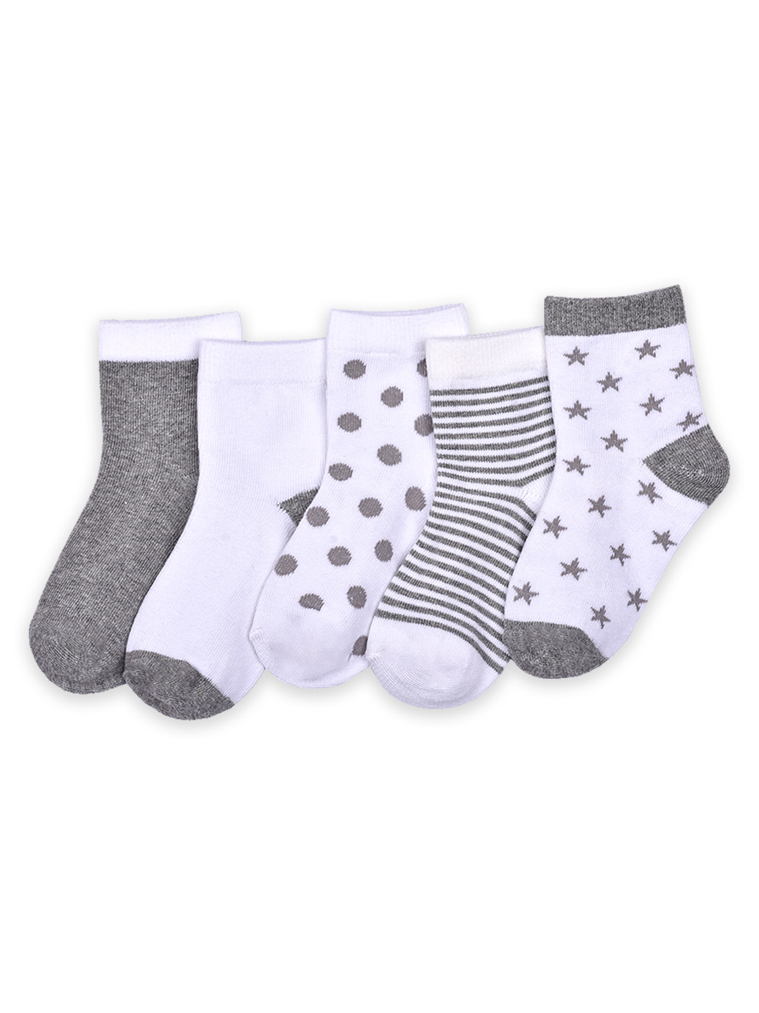 FOOTPRINT 5 Pairs Infant Kids Patterned Ankle-Length Organic Cotton Socks