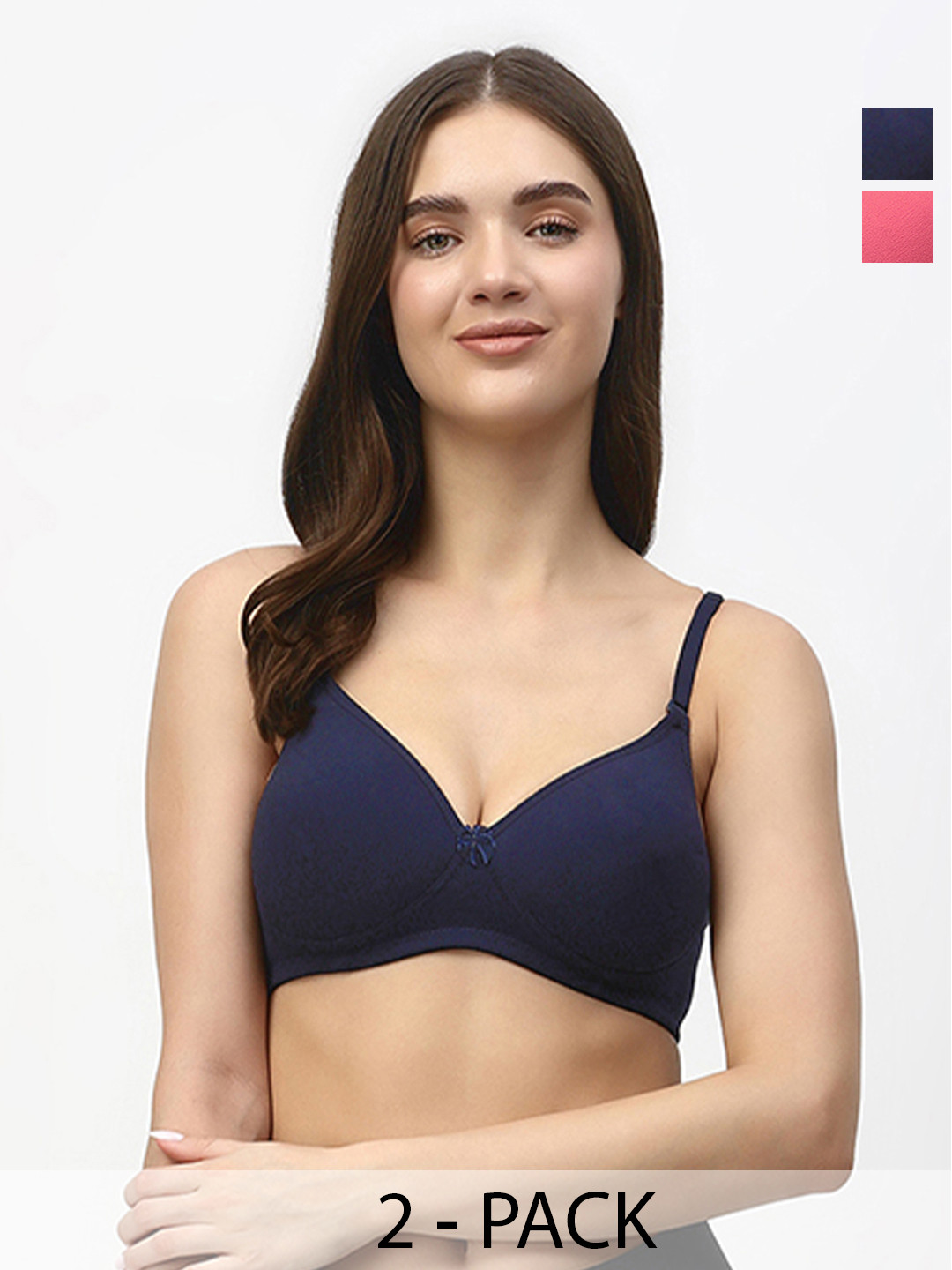 Floret Pack of 2 Seamless Heavily Padded Pushup T-Shirt Bra Molded Cup Multiway Straps
