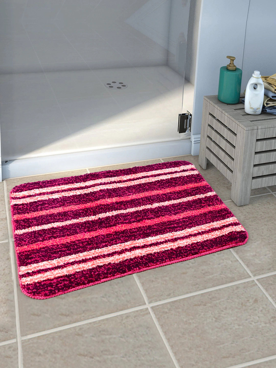 Saral Home Pink 2 Pieces Soft Anti-Skid Bath Mat