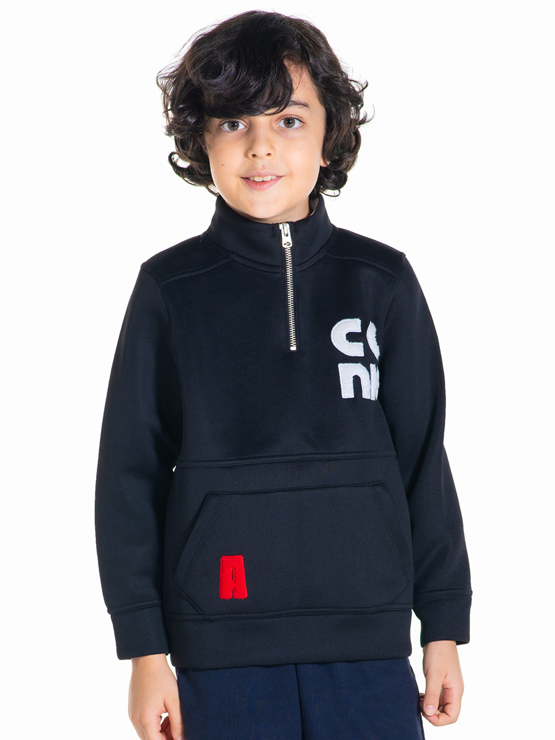 Cherry Crumble Black Applique Haughty Anonark High Neck Sweatshirt