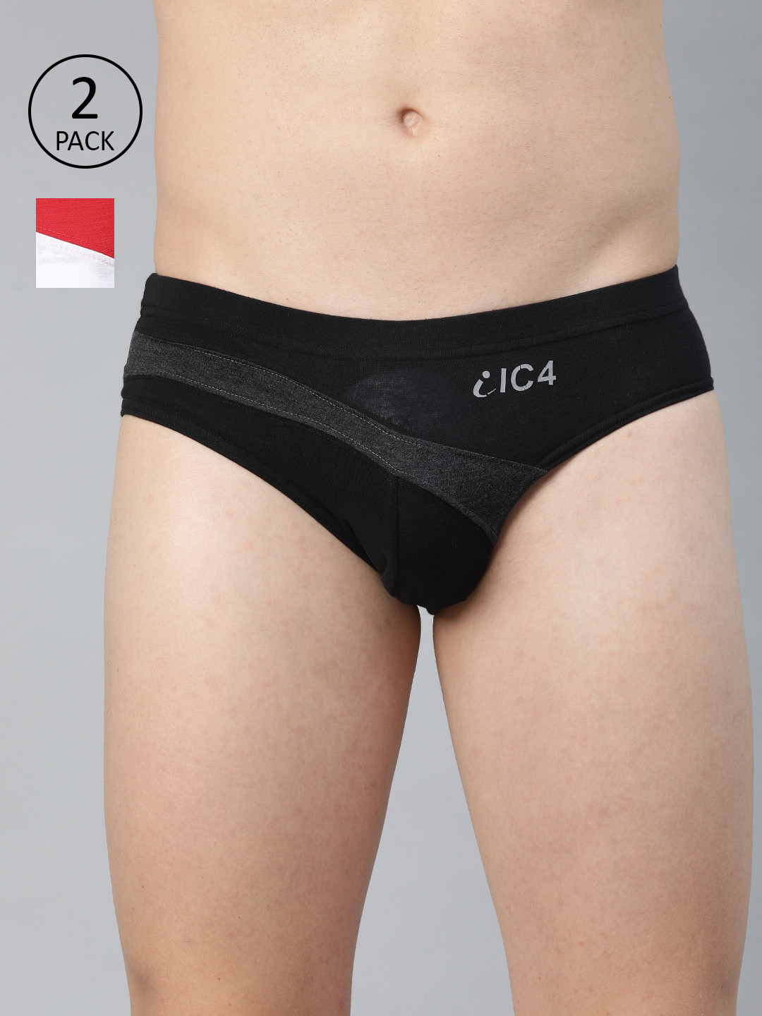 IC4 Men Pack Of 2 Colourblocked Knitted Basic Vogue Briefs 0B-R265P2