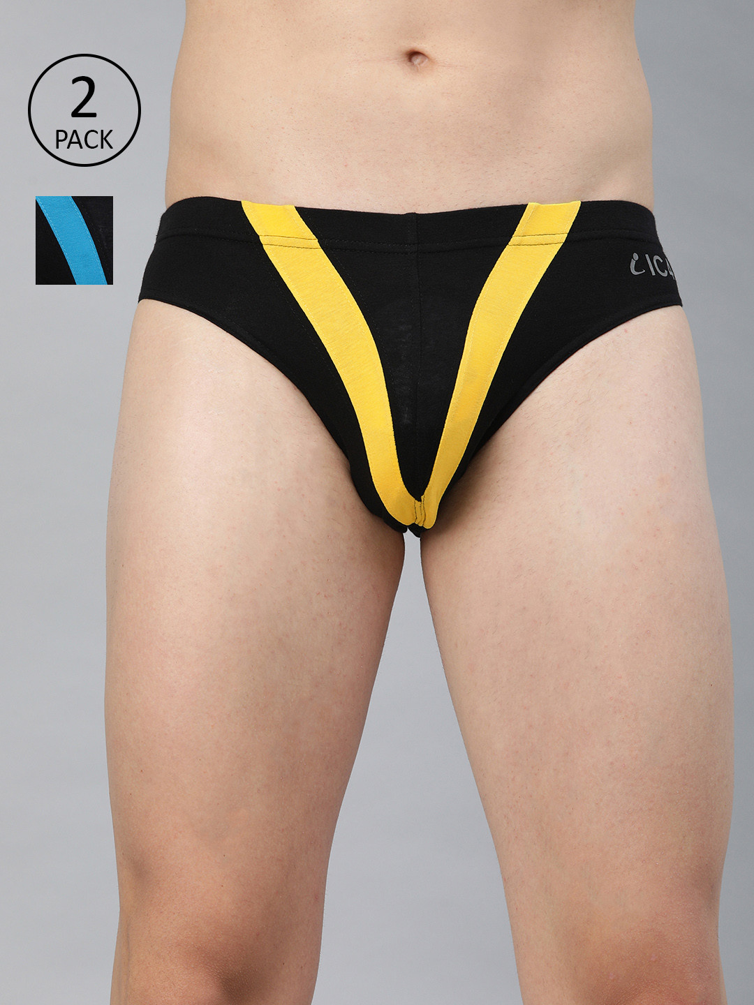 IC4 Men Pack Of 2 Colourblocked Knitted Basic Briefs 0BT-BY329P2