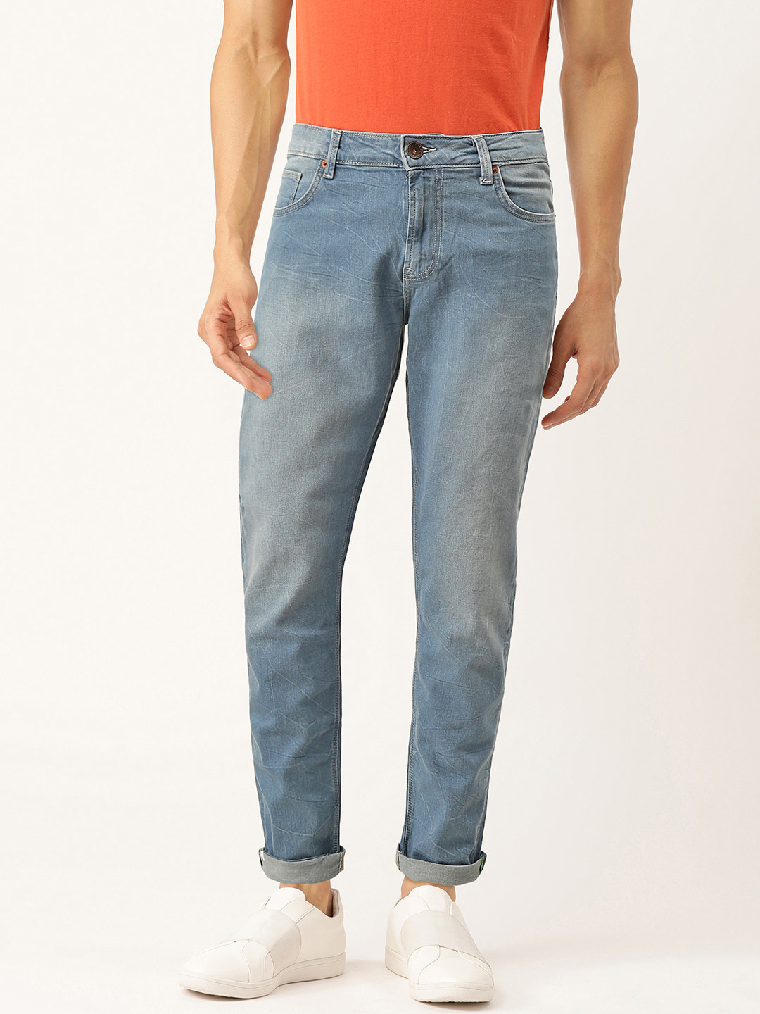 United Colors of Benetton Men Blue Slim Tapered Fit Mid-Rise Clean Look Stretchable Jeans