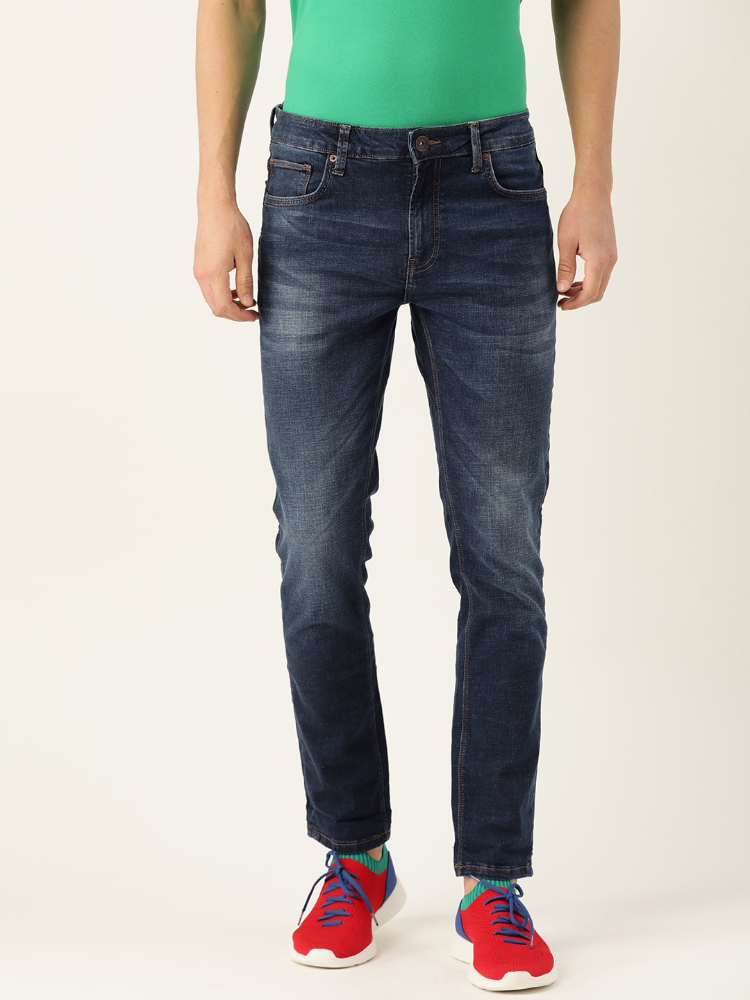 Buy United Colors of Benetton Men Navy Blue Skinny Fit Mid Rise Clean Look Stretchable Jeans Jeans for Men 12940872 Myntra