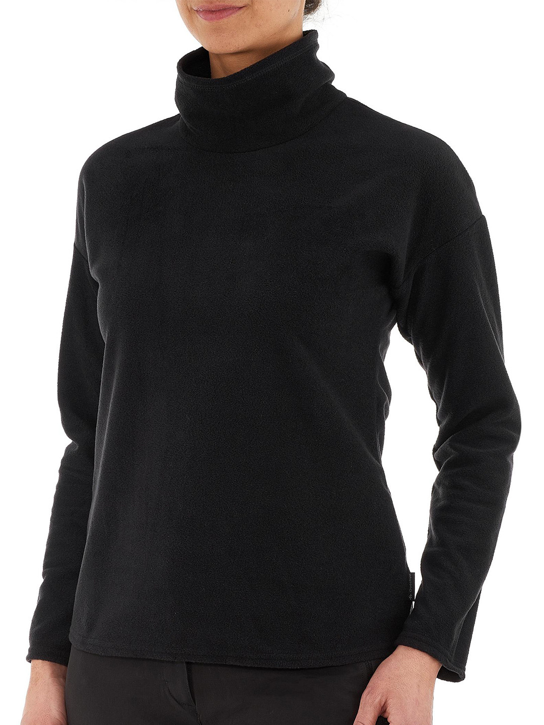Decathlon QUECHUA Women Black Turtle Neck Fleece Sweater