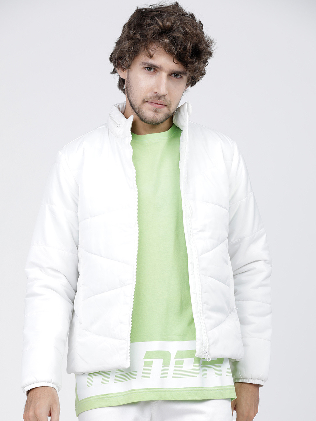 HIGHLANDER Men White Solid Puffer Jacket