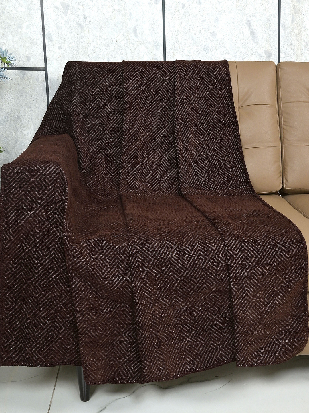Saral Home Set of 2 Brown Chenille Sofa Covers