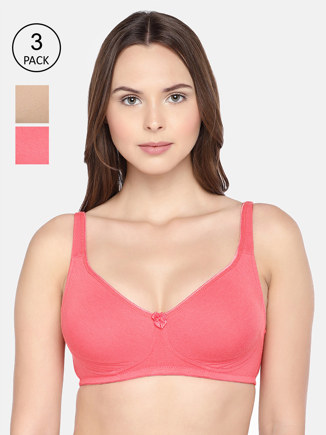 Inner Sense Pack of 3 Bamboo Cotton Everyday Non-Padded Encircled Side Support bra