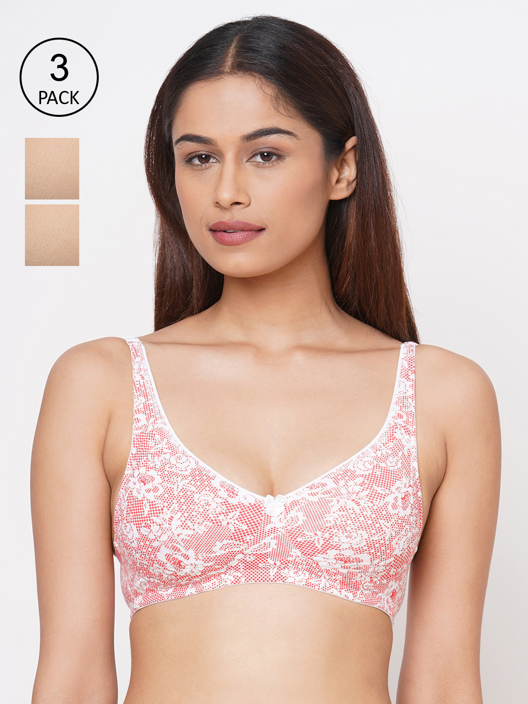 Inner Sense Pack Of 3 Solid Non-Wired Non Padded Organic Cotton Everyday Bra ISB057