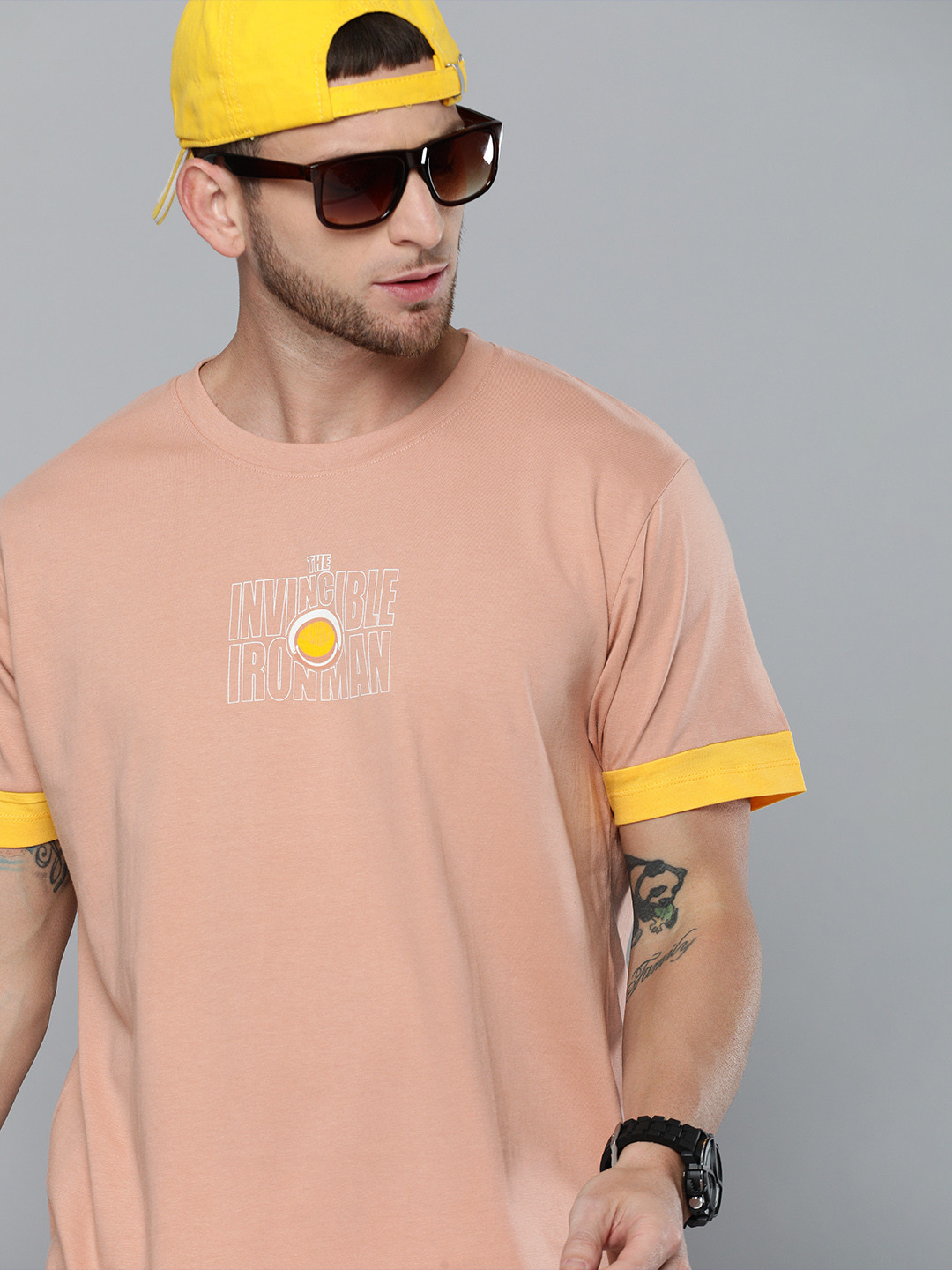 Kook N Keech Marvel Men Pink Printed Round Neck Pure Cotton Relaxed T-shirt