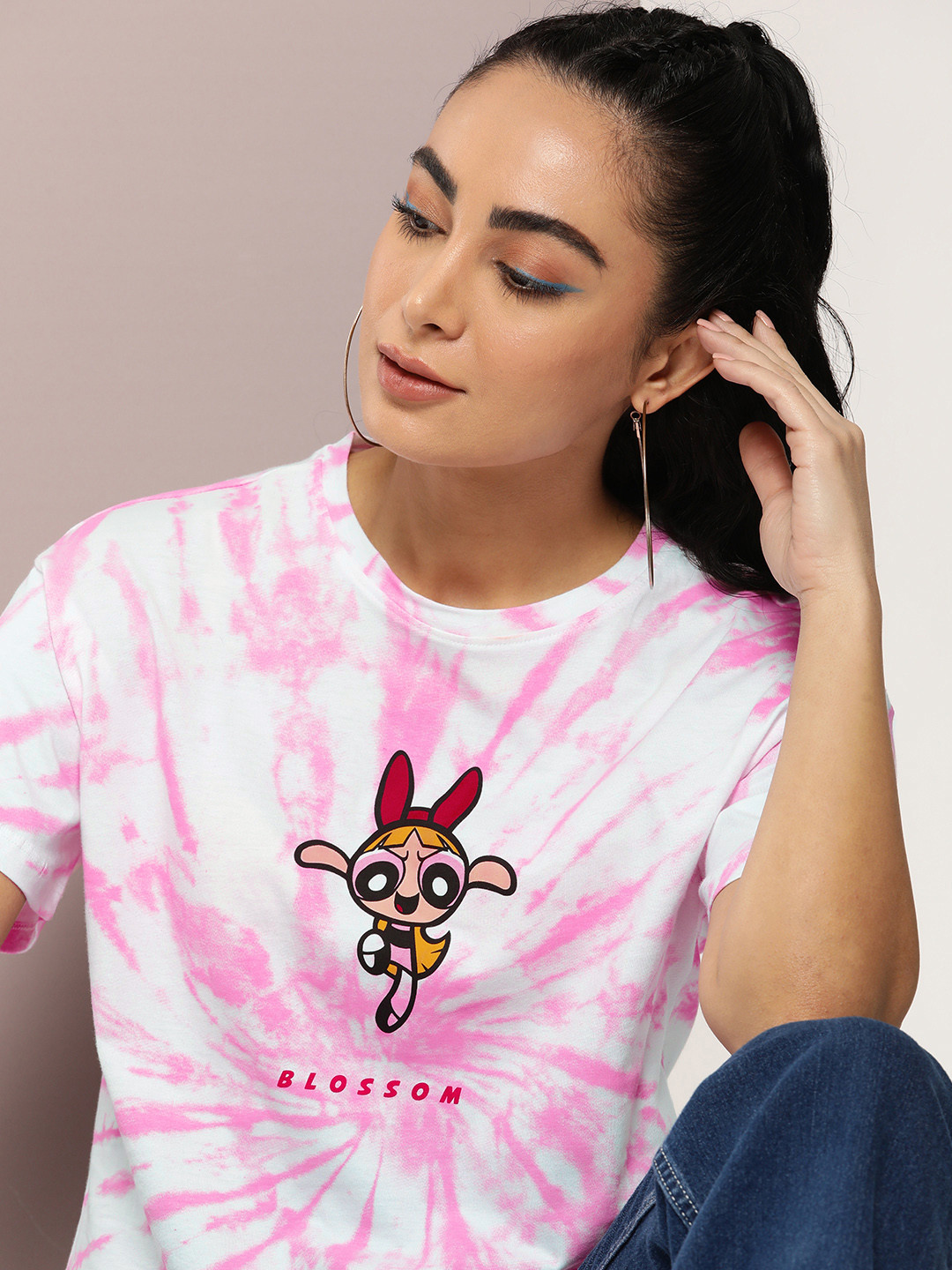 Powerpuff Girls by Kook N Keech Dyed Drop-Shoulder Sleeves Pure Cotton T-shirt