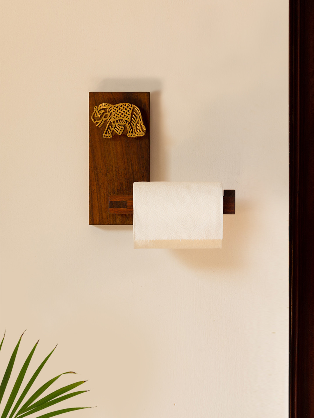 ExclusiveLane Brown Solid Sheesham Wooden Tissue Paper Dispenser