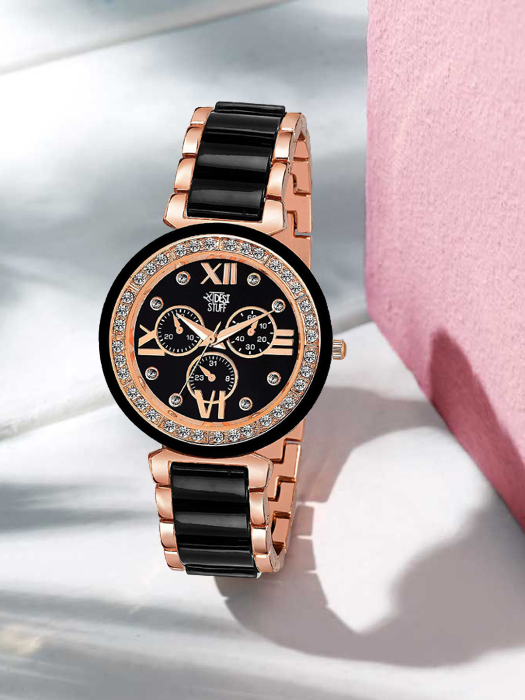 SWADESI STUFF Girls Black Analogue Watch MEENA GOLD