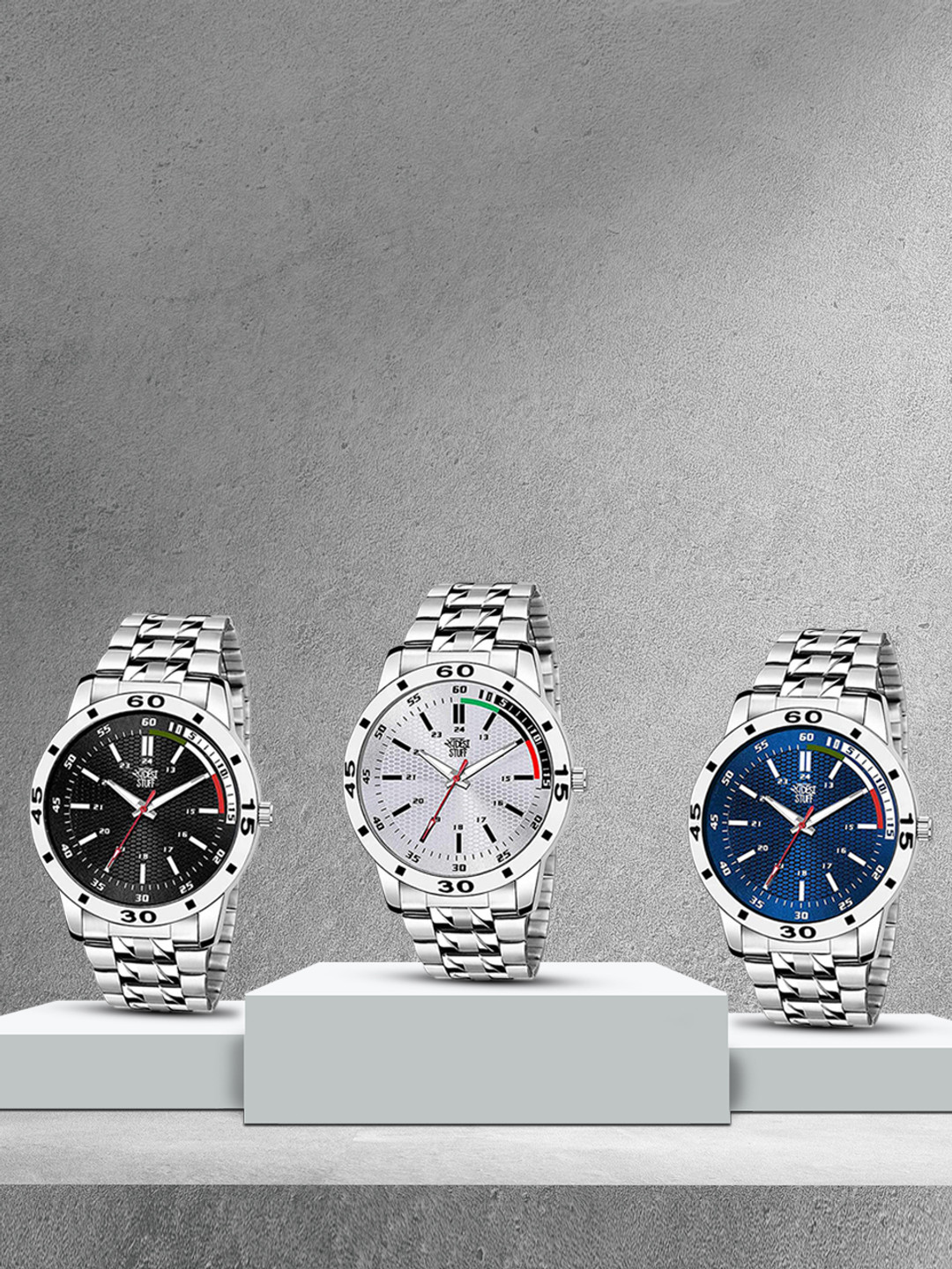 SWADESI STUFF Boys Set Of 3 Analogue Watch SDS 95 BLK GRY BLU