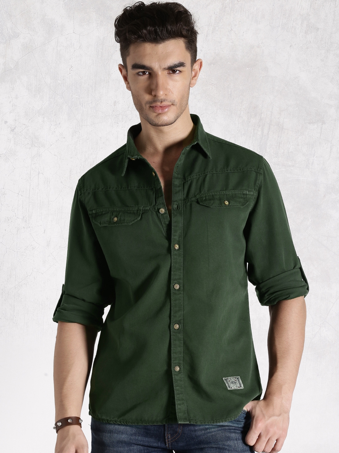 Top 59+ olive green shirt denim latest