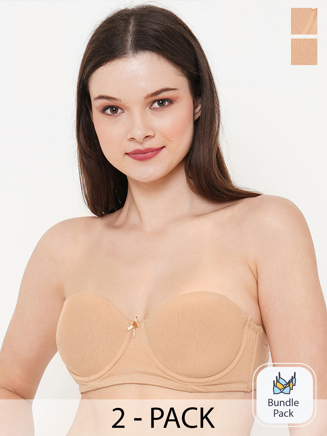 Inner Sense Pack of 2 Organic Cotton Antimicrobial Padded Strapless Bra ISB102