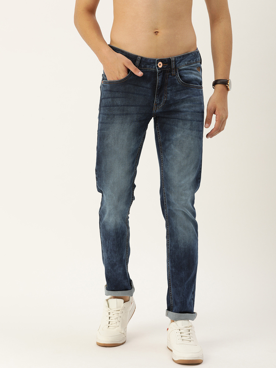 Flying Machine Men Blue Jackson Skinny Fit Low-Rise Clean Look Stretchable Jeans