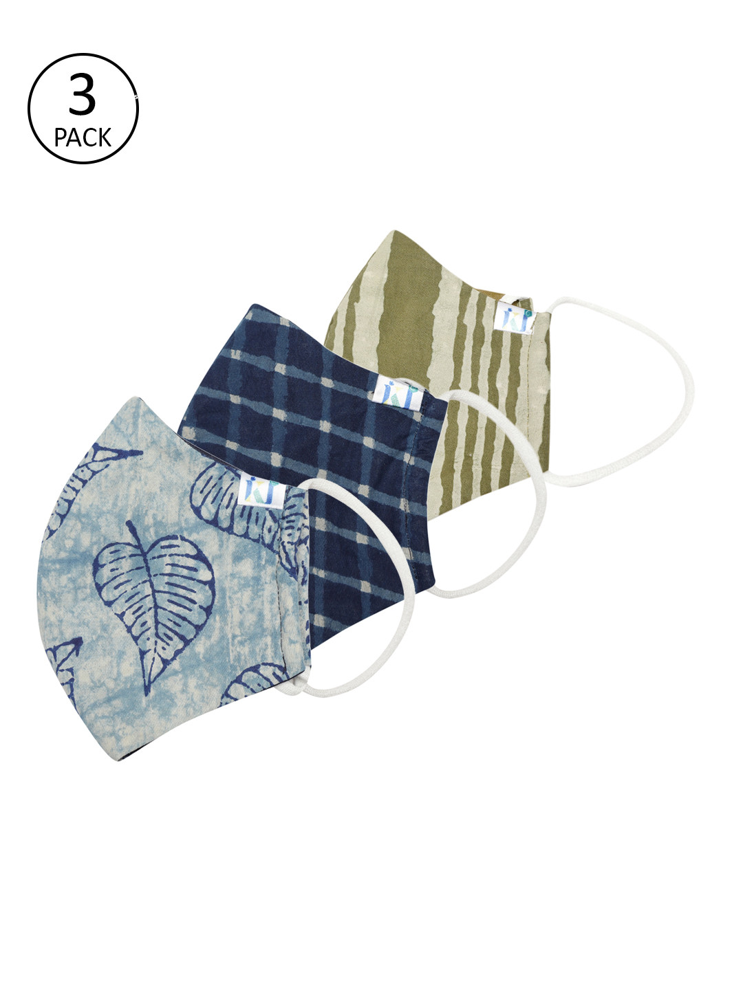 Kalakari India Men Pack of 3 4 Ply Handmade Sustainable Protective Outdoor Masks