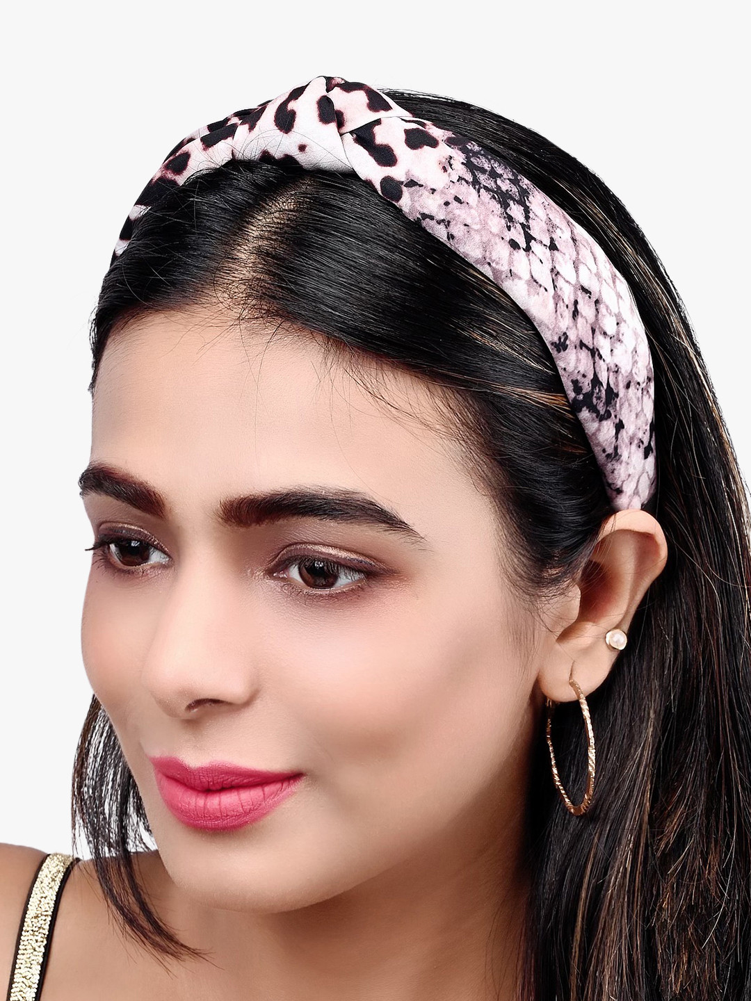 BuckleUp Women Pink & Black Animal Printed Hairband