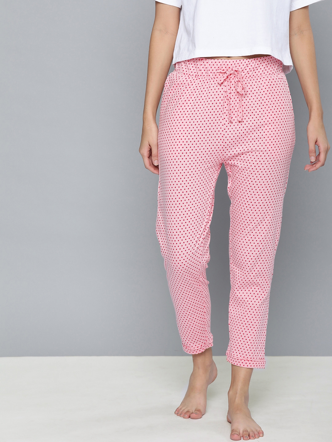 Buy HERE&NOW Women Pink Printed Cropped Lounge Pants - Lounge
